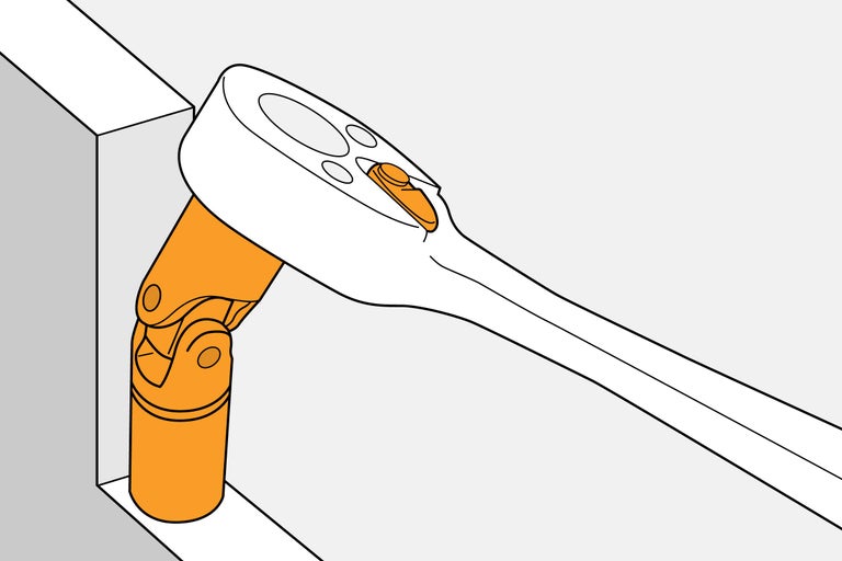 Clé à douille articulée utilisée dans un angle