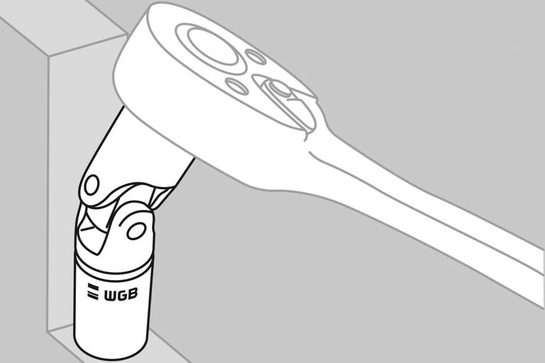 Logo WGB sur un cliquet avec joint flexible