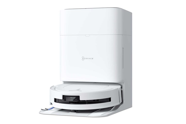 Aspirateur robot Ecovacs avec station tout-en-un pour le chargement et la vidange automatiques.