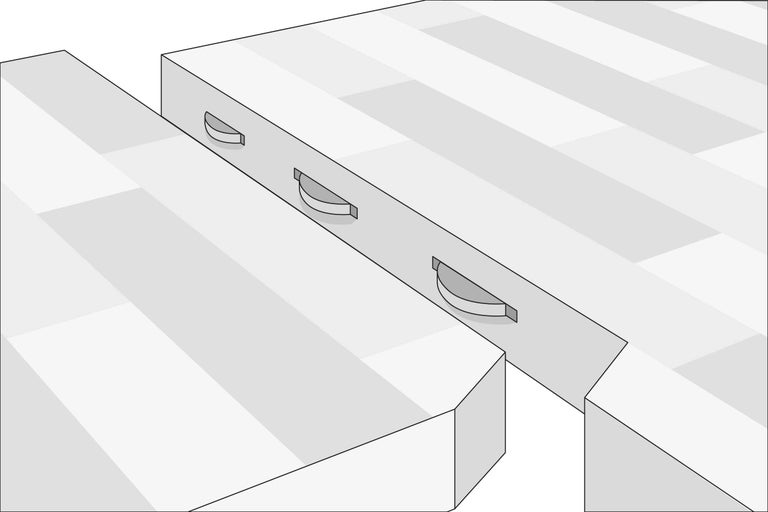 Holzplatten verbunden mit Lamello-Verbindern für Holzprodukte