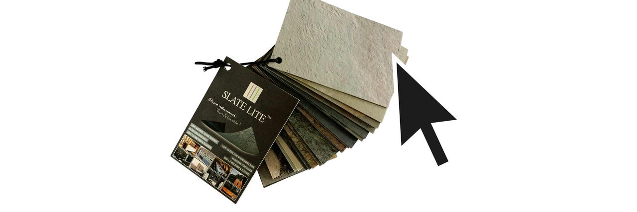 Slate Lite Mustertafel mit verschiedenen Steinoberflächen