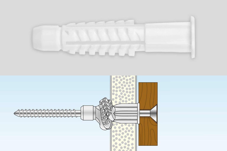 Kunststoffspreizdübel mit Schraube und deren Anwendung