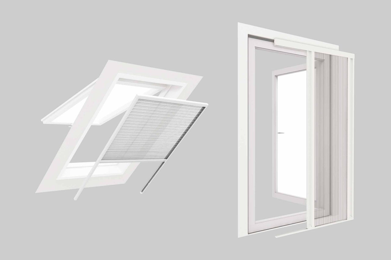 Fenêtre de toit avec store moustiquaire et plissé moustiquaire