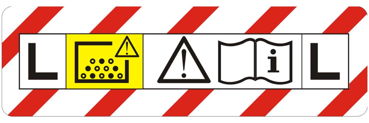 Symbole pour la taille du lot, l'avertissement et le manuel d'utilisation