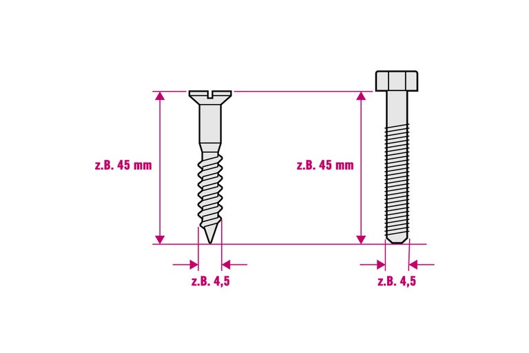 Dessin de vis avec indication des dimensions