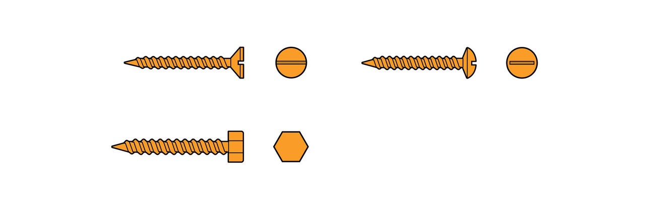 Illustration de différentes vis avec filetage