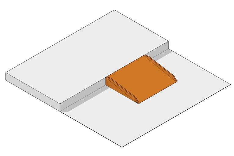 Darstellung einer Rampe zur Überwindung einer Stufe.