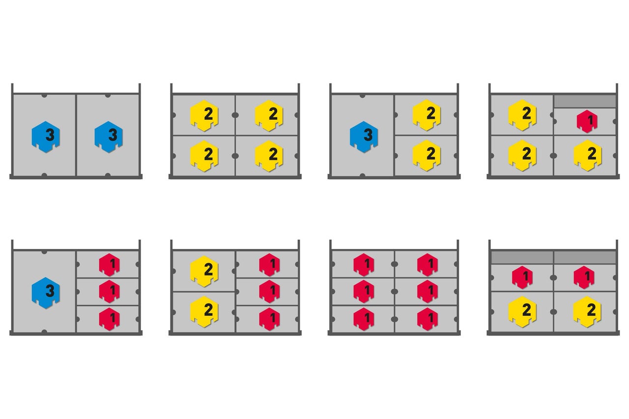 Différentes possibilités de disposition des pavés