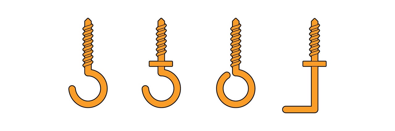 Différents crochets à vis et crochets d'angle