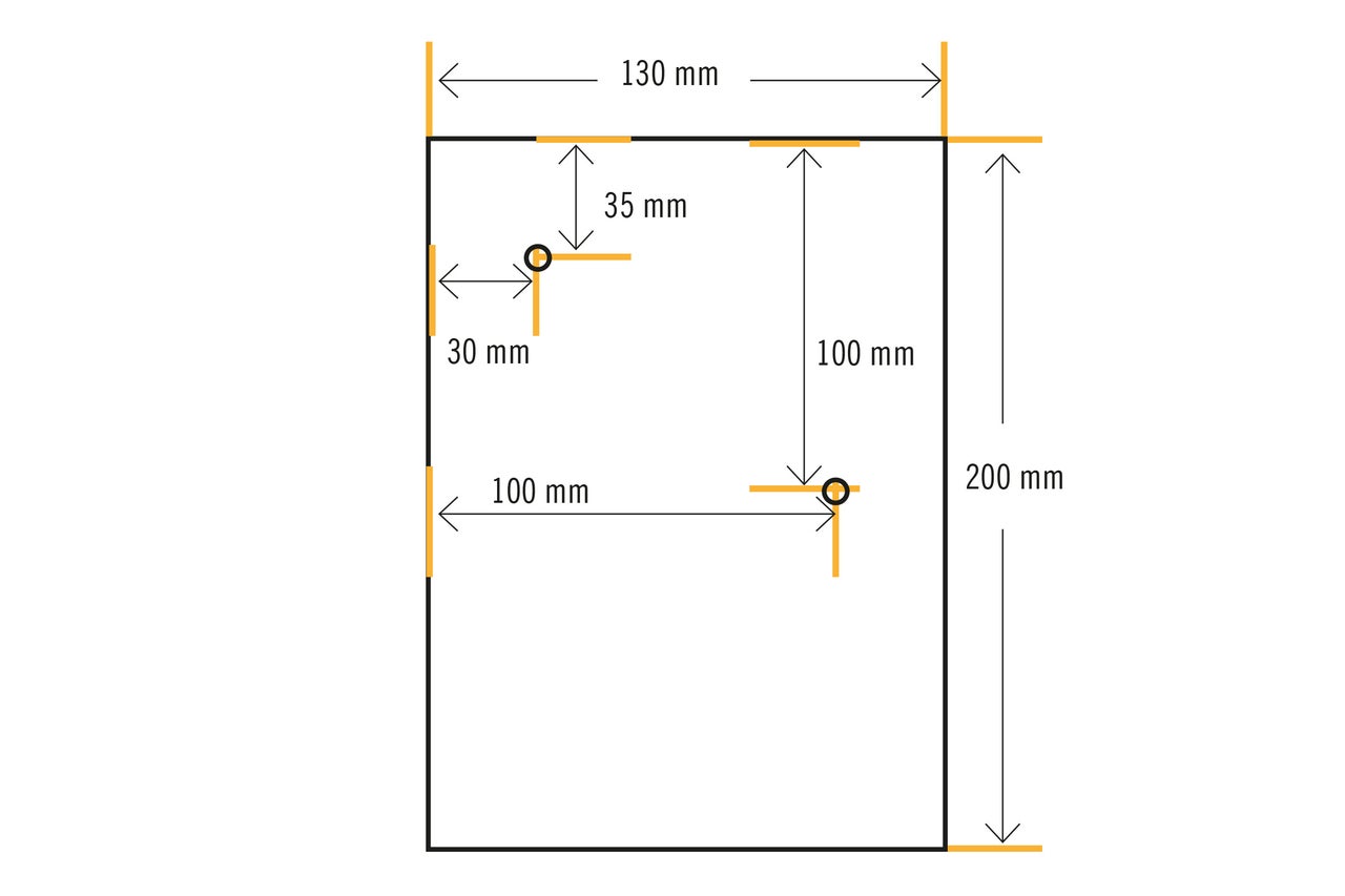 Abbildung mit Maßangaben: 200 mm x 130 mm