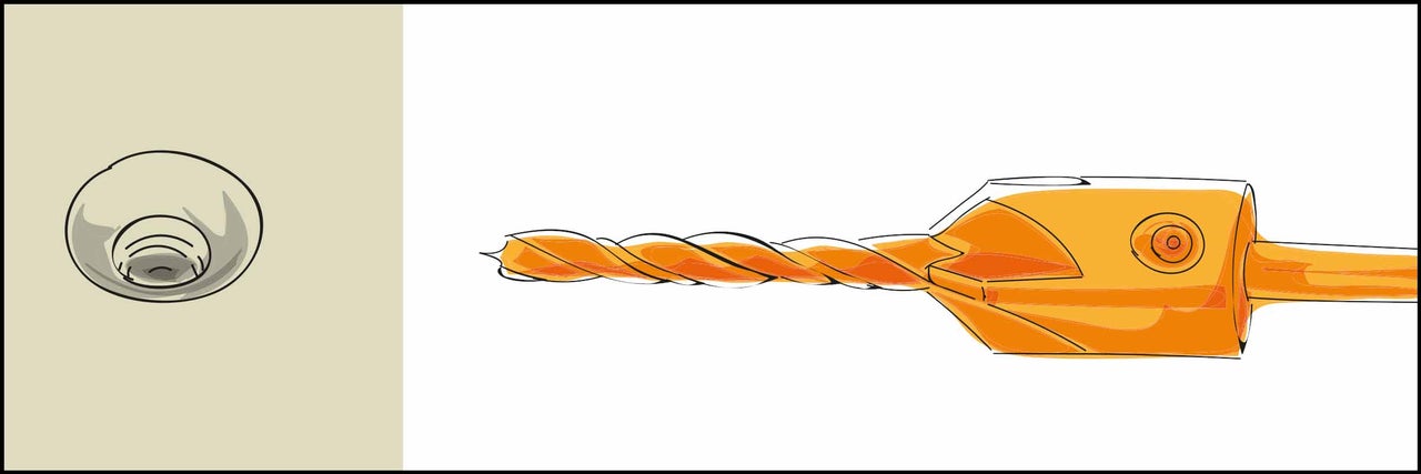 Illustration d'un foret hélicoïdal avec trou de forage