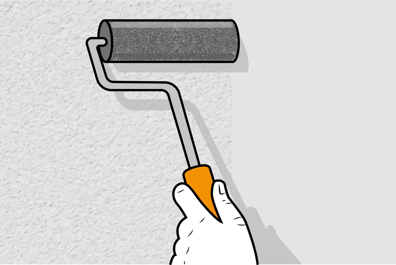 Illustration d'une personne peignant un mur avec un rouleau de peinture