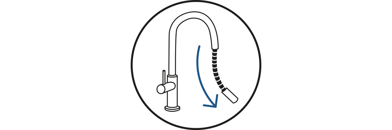 Symbol für eine Küchenarmatur mit ausziehbarer Brause