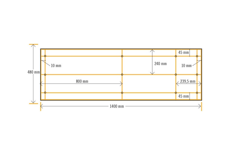 Dessin technique d'un cadre en bois avec des dimensions