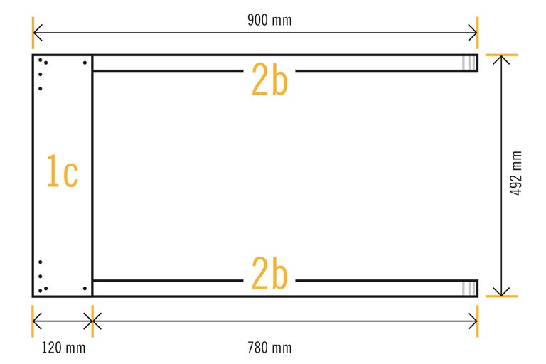 Dessin technique avec dimensions des éléments en bois