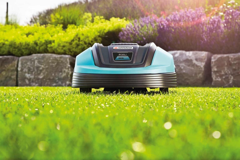 Robot tondeuse Gardena dans le jardin