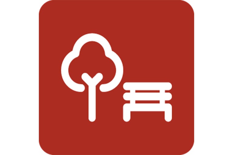 Symbole pour espace vert public avec arbre et banc