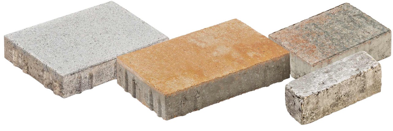 Verschiedene Pflastersteine aus Beton