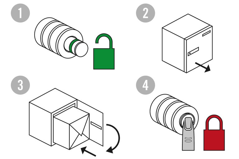 Schritte zum Schliessen eines Briefkastens