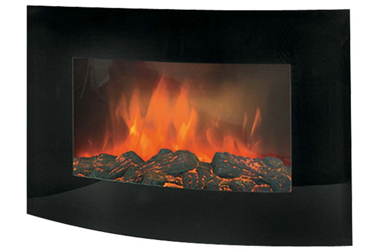 Cheminée électrique murale avec effet de flamme et imitation de bûches de bois