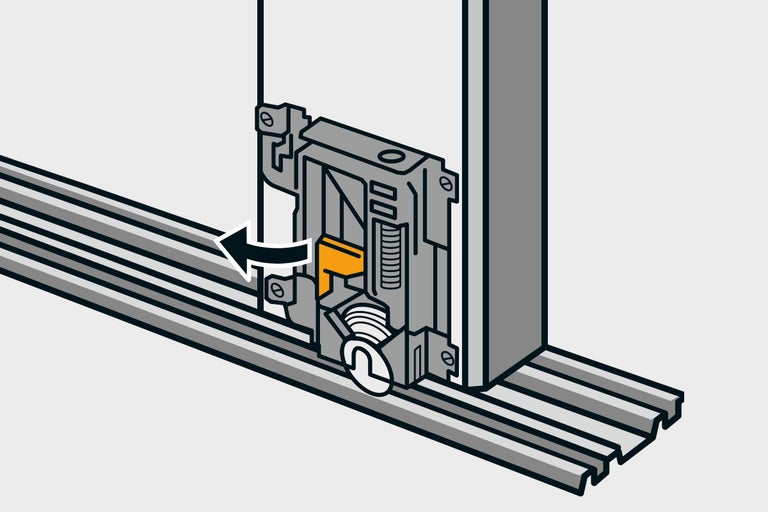Schiebetürbeschlag mit Schiene und Befestigungselement