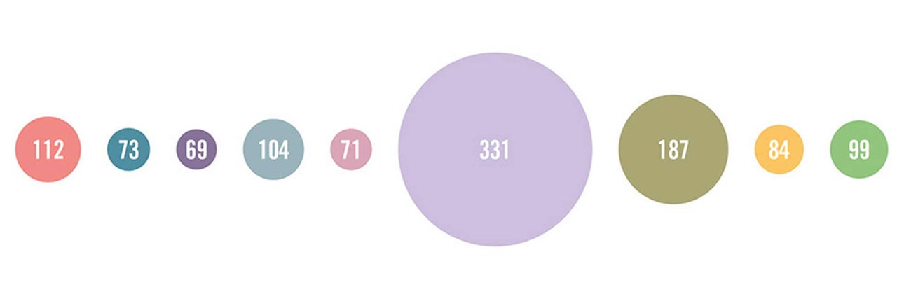Grafik mit Zahlen in Kreisen unterschiedlicher Größe