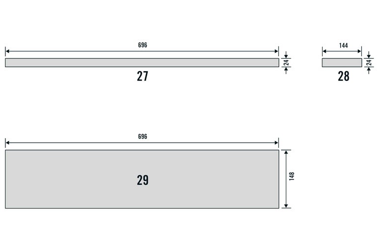 Technische Zeichnung mit Abmessungen