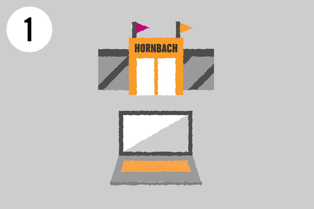 Succursale Hornbach à côté d'un ordinateur portable