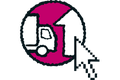 Symbole de retour de marchandises avec camion et curseur de souris Symbole de retour de marchandises avec camion et curseur de souris