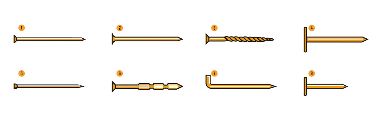 Représentation de différents types de clous