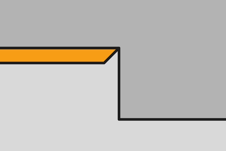 Grafik einer Trockenbauwand mit einer hervorstehenden Kante