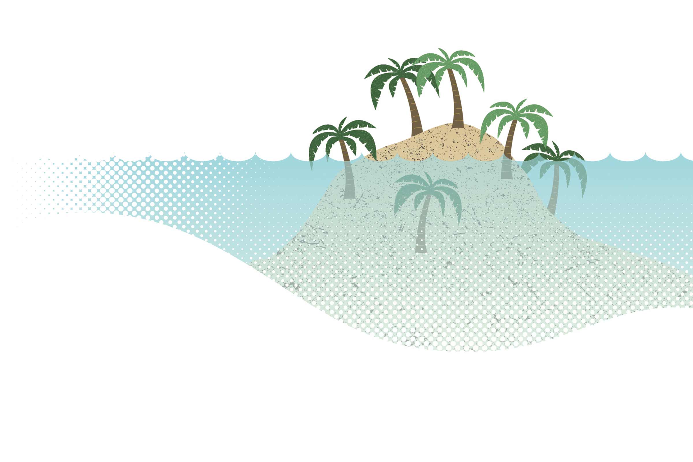 Illustration d'une île avec des palmiers