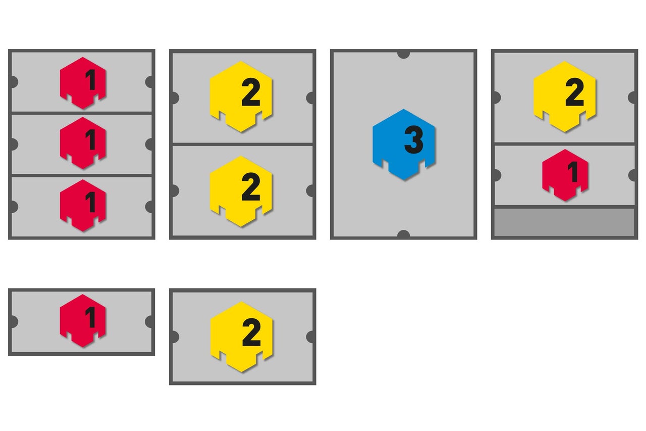 Disposition de carreaux avec différentes couleurs et différents motifs.