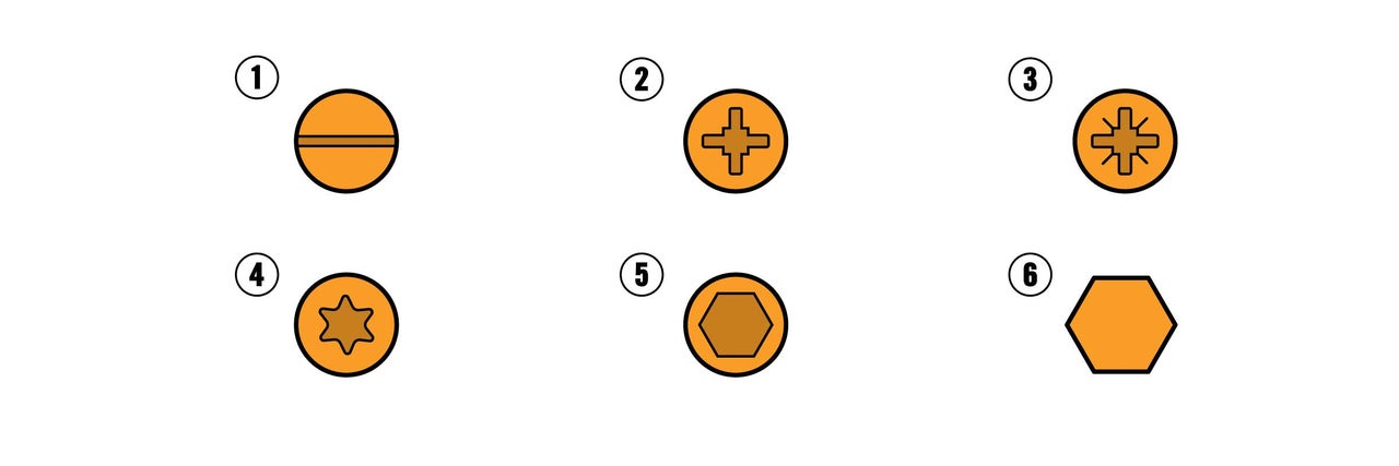 Différentes têtes de vis