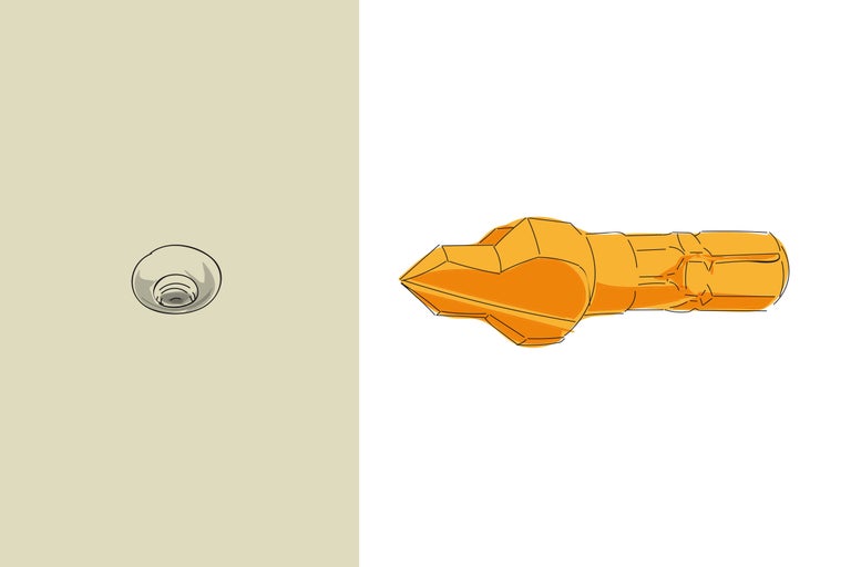 Dessin d'une boîte d'encastrement et d'une mèche de perceuse