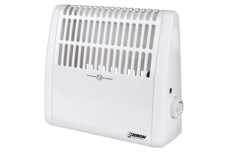 Radiateur électrique blanc avec grille de ventilation et régulateur de température