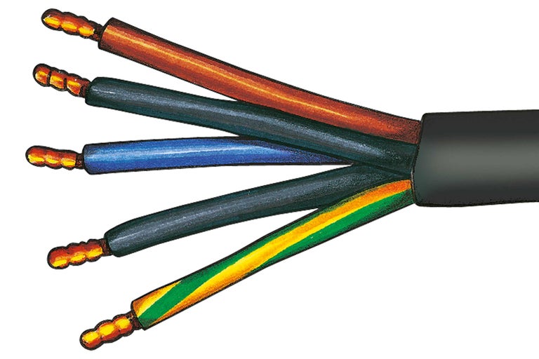 Fünfadriges Elektrokabel mit abisolierten Enden
