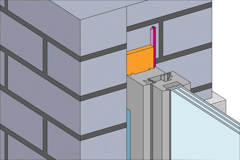 Fenstereinbau in Mauerwerk im Querschnitt