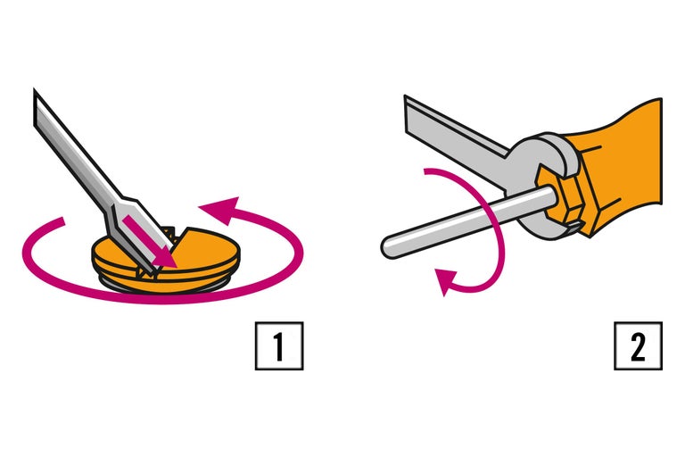 Instructions pour tourner avec un tournevis et une clé