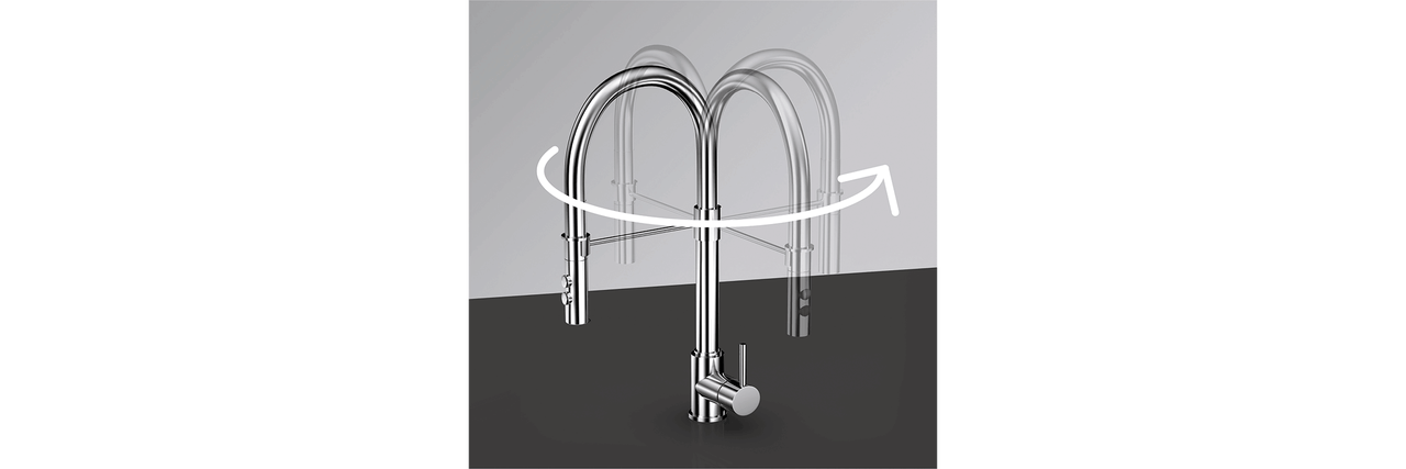 Küchenarmatur mit schwenkbarem Auslauf