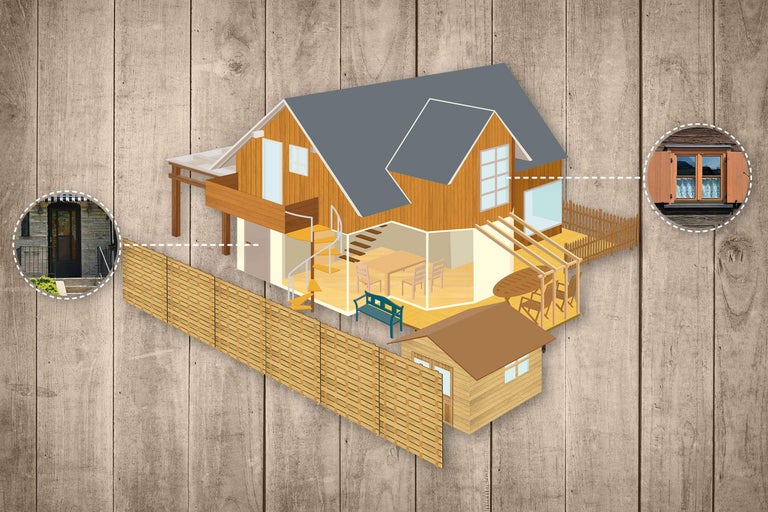 Représentation graphique d'une maison avec jardin et clôture