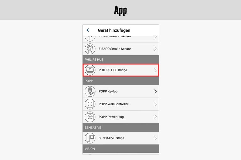 Philips Hue Bridge dans une application
