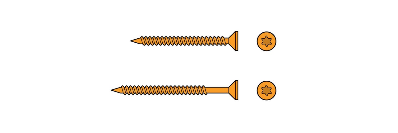 Deux vis à bois avec entraînement Torx