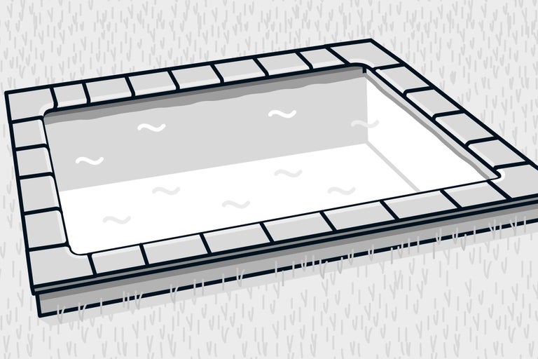 Illustration eines rechteckigen Pools mit Steineinfassung