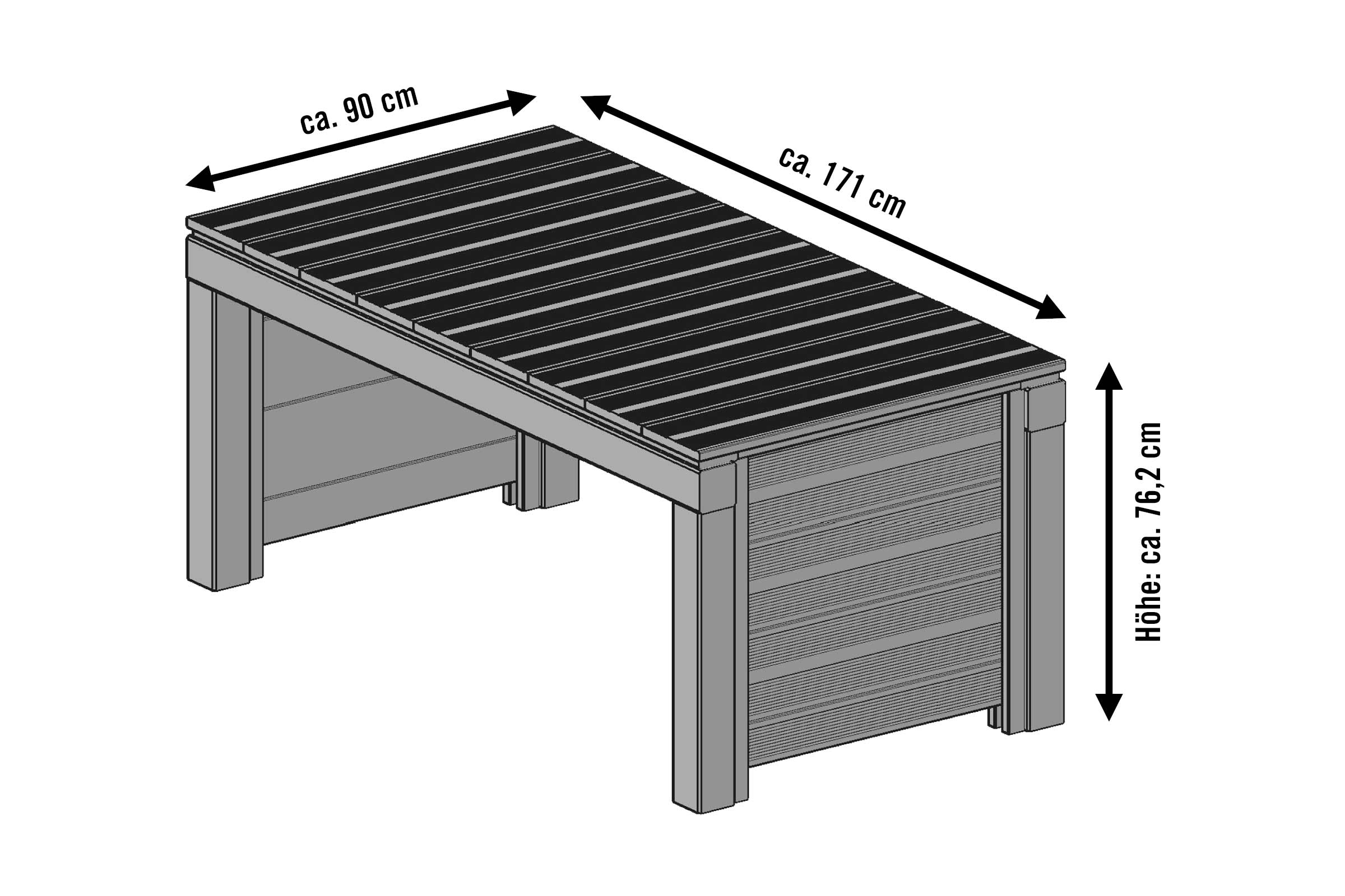 Image d'une table en bois mesurant environ 90 x 171 x 76,2 centimètres
