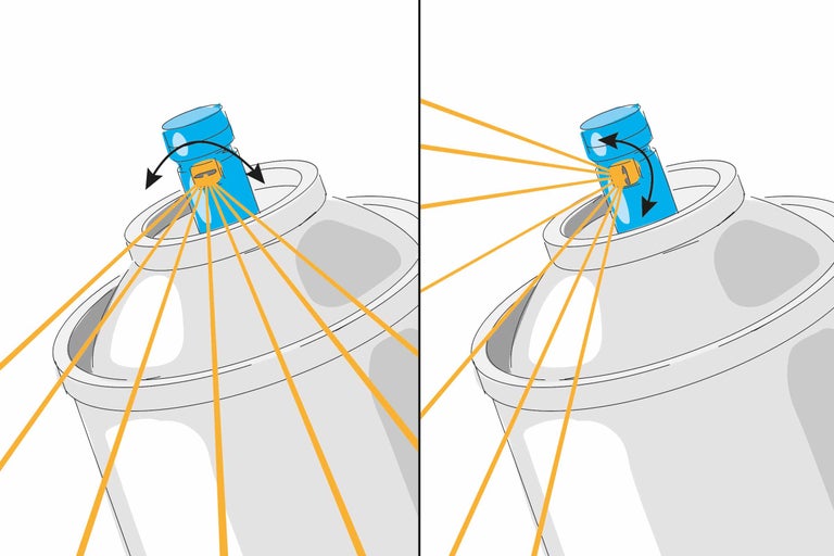 Illustration einer Sprühdose mit einstellbarem Sprühkopf