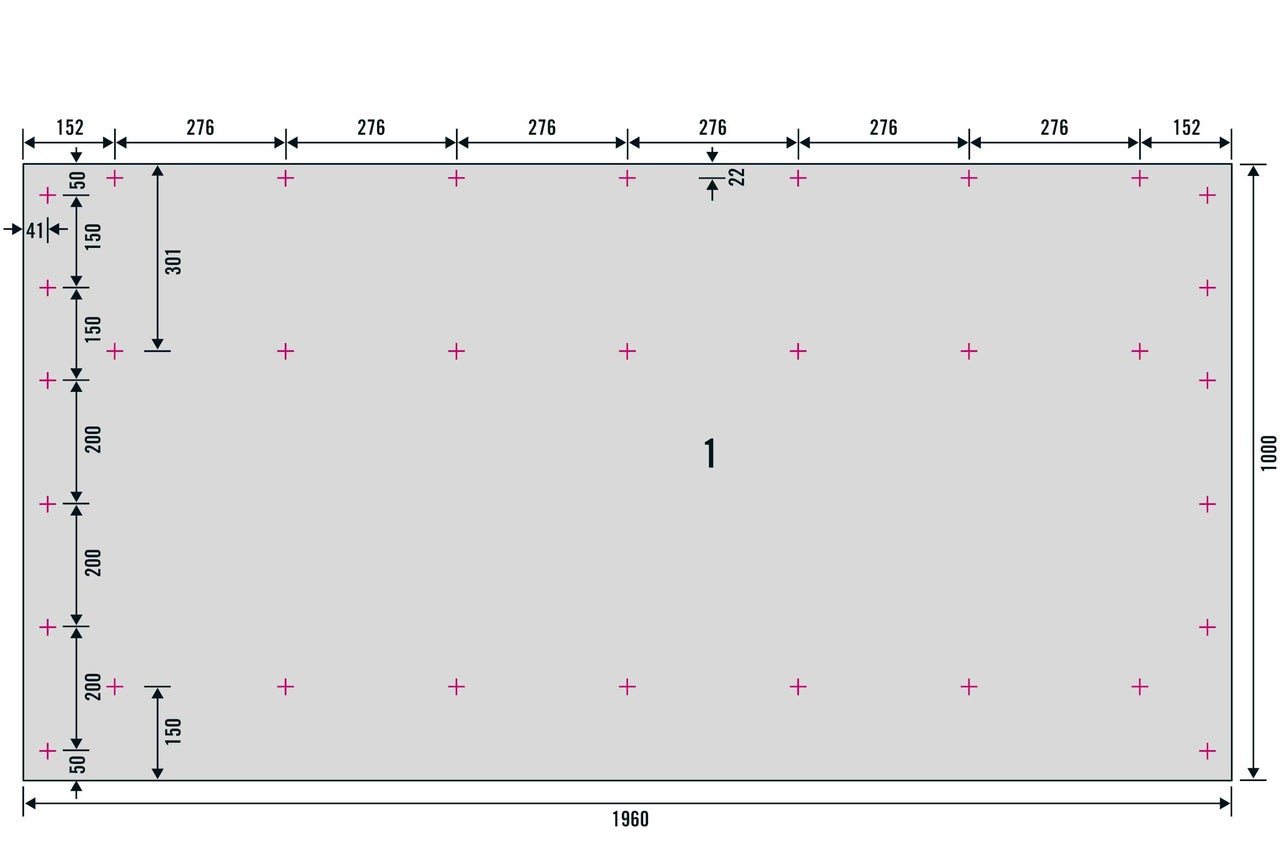 Diagramm mit Maßangaben