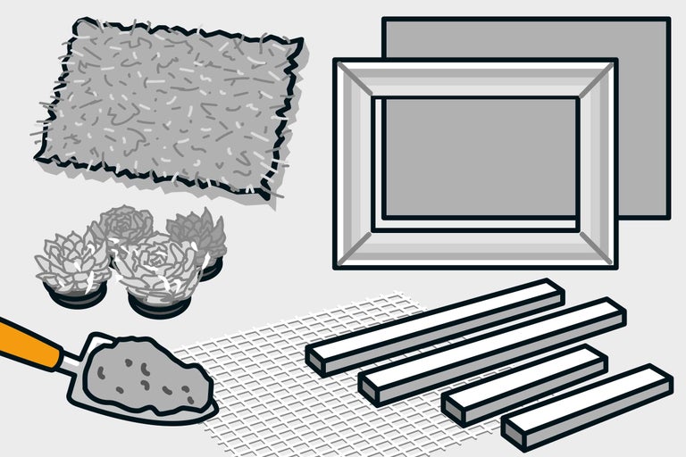 Matériaux et outils pour la construction d'un potager surélevé, plantes comprises