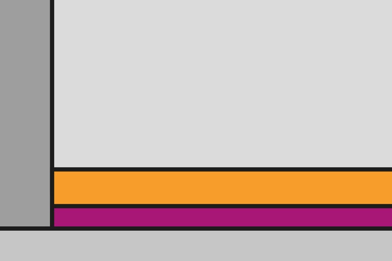 Composition abstraite avec des rectangles en différentes nuances de gris, orange et violet