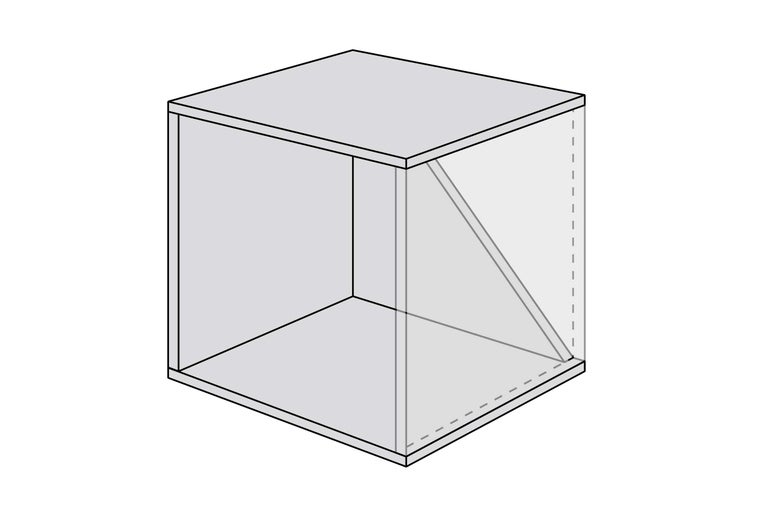 Illustration d'une étagère ouverte en forme de cube